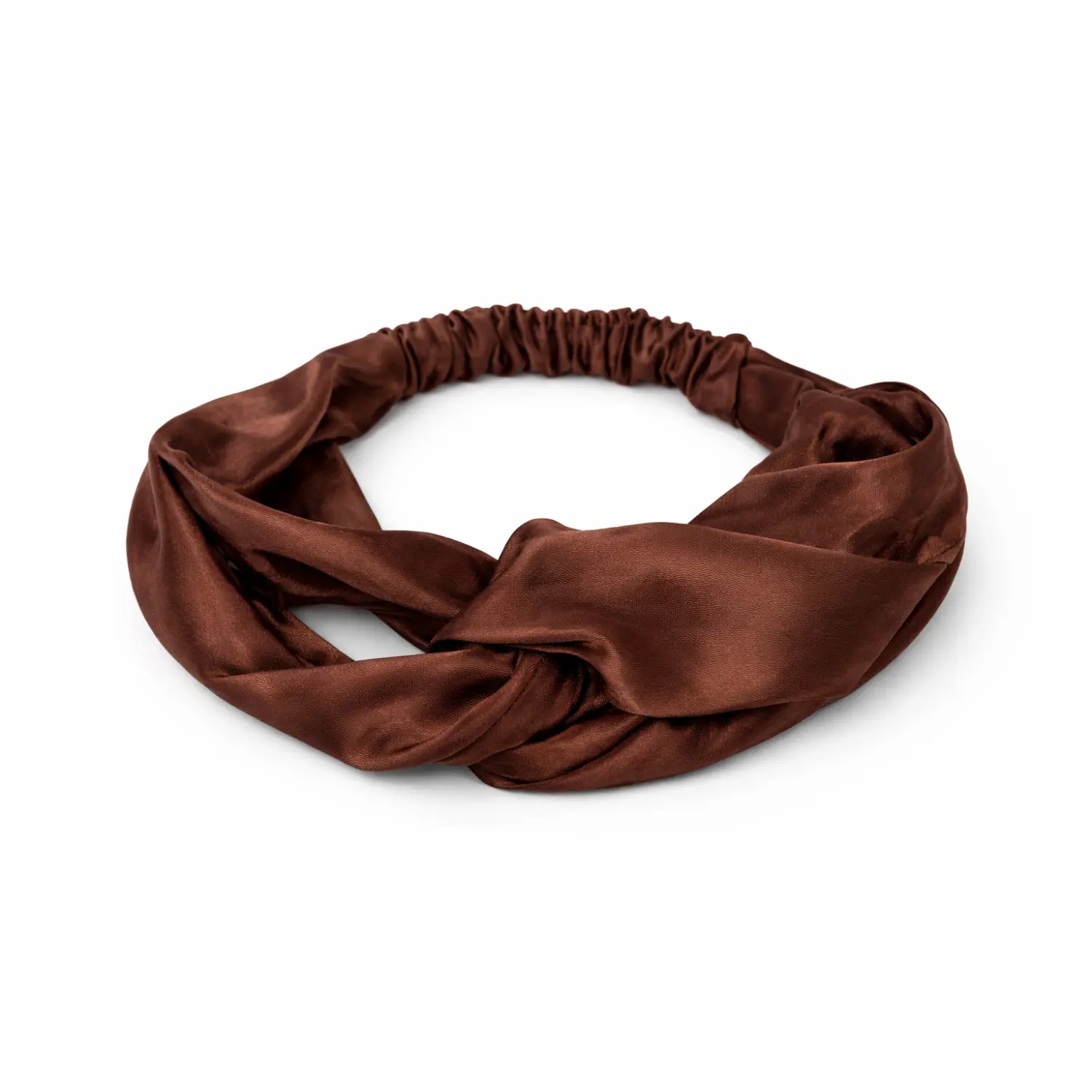 Satin Headband With Twist Brown