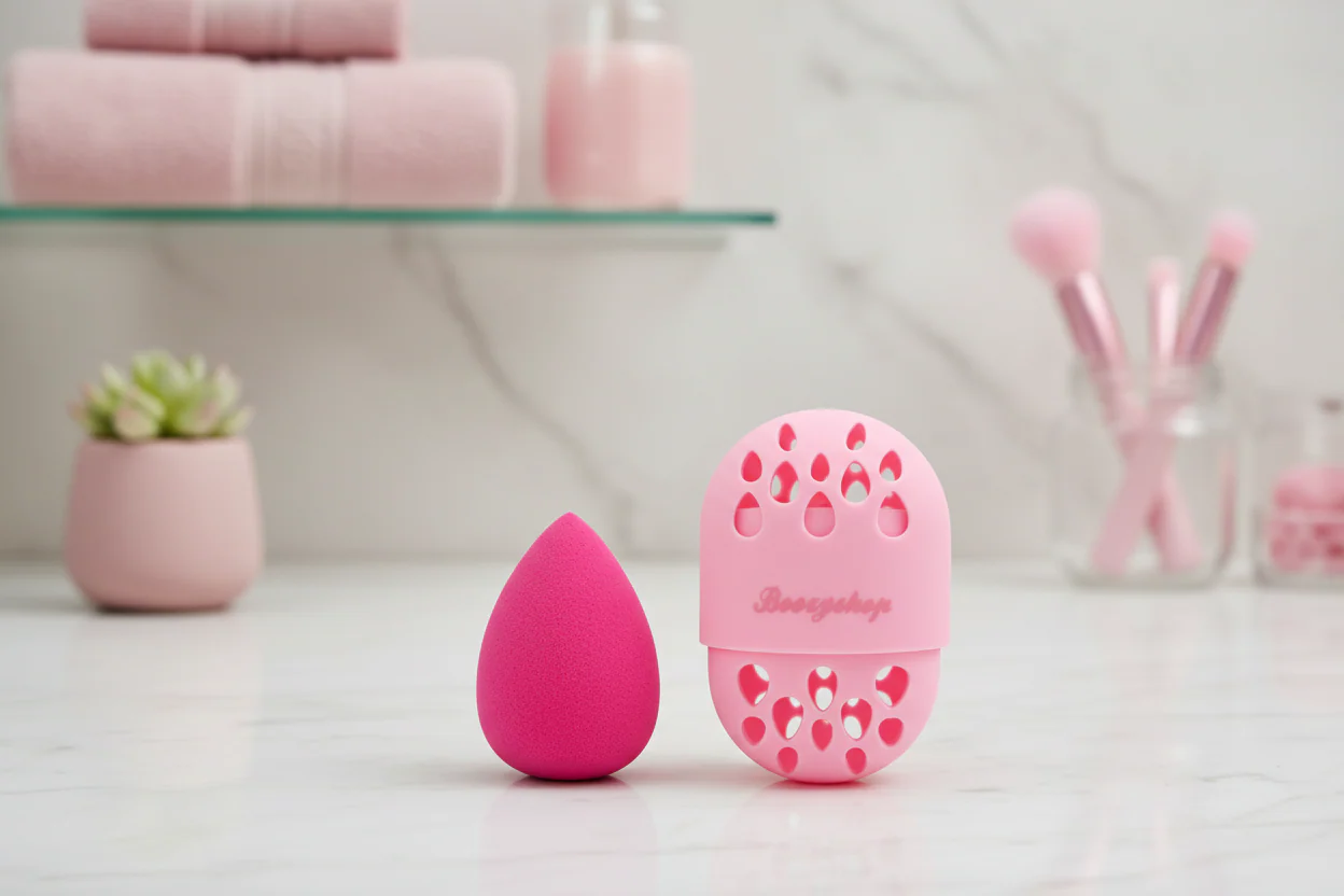 Makeup Sponge Hot Pink + Case Set - Image 2