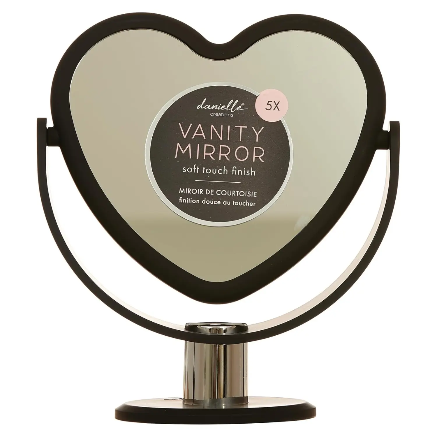 Heart Vanity Mirror Black 5x Magnified