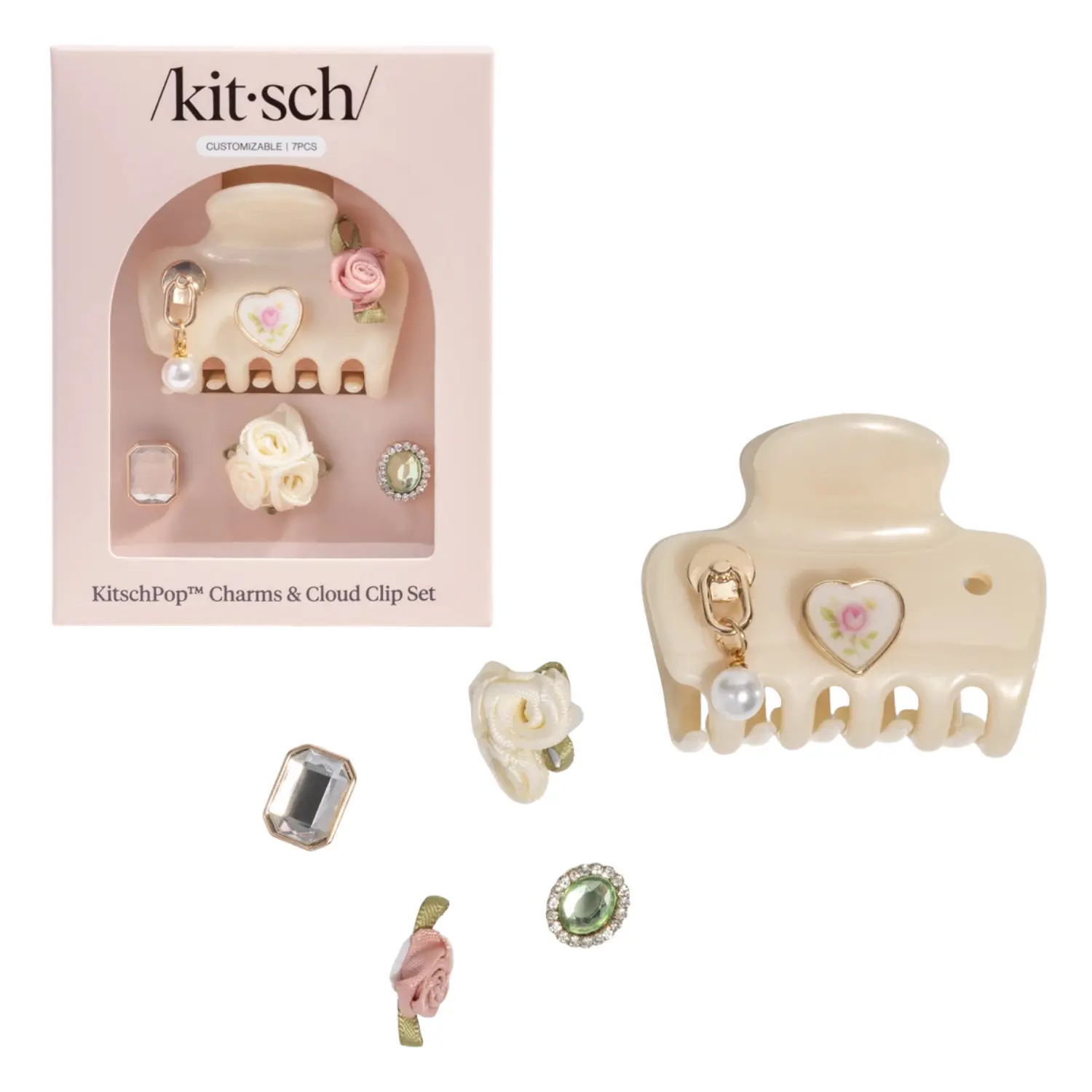 KitschPop Charms & Cloud Clip Set Pearlized Cream