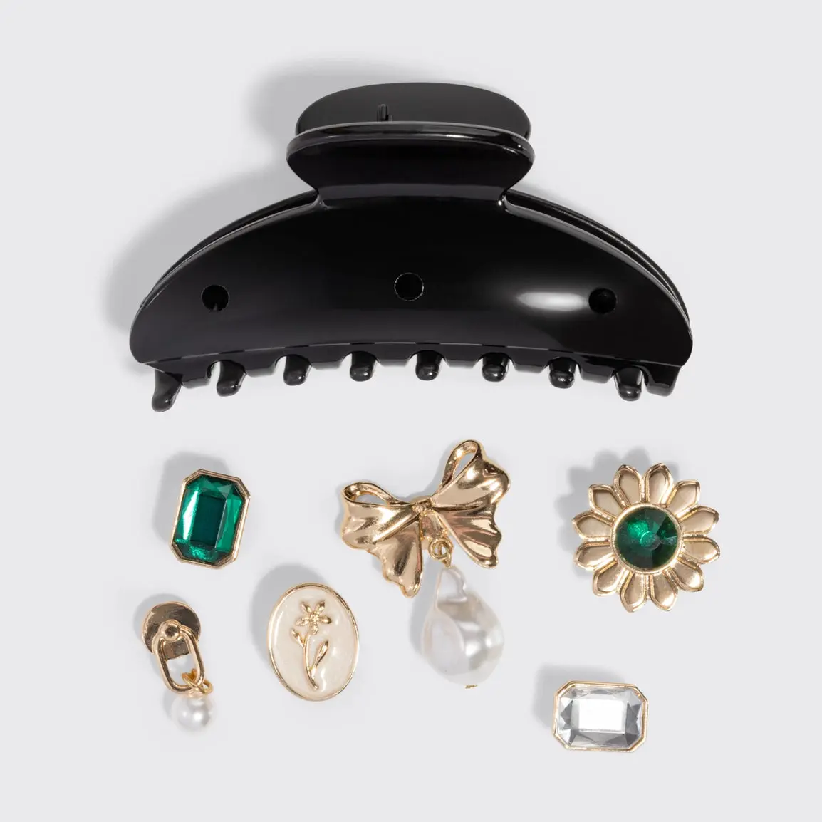 KitschPop Charms & Curved Claw Clip Set Vintage Black - Image 8