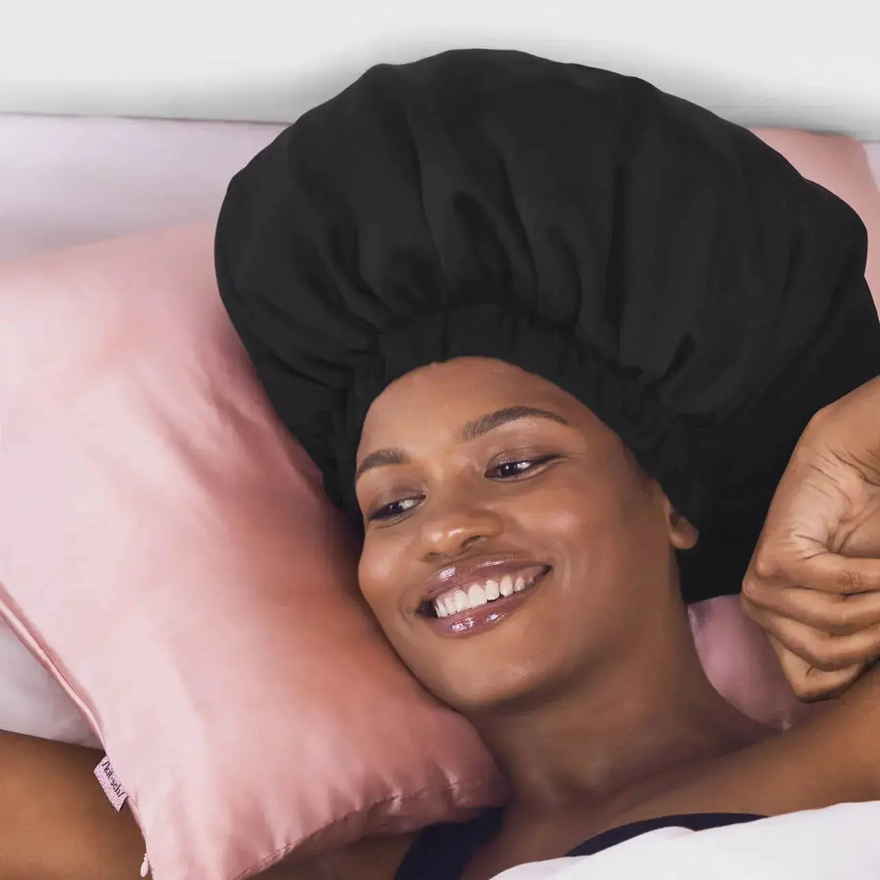 Satin Sleep XL Adjustable Bonnet Black - Image 3