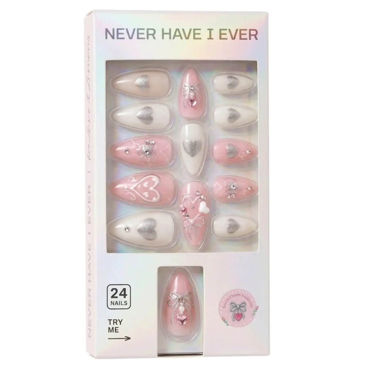 Press-On Nails Hearts of Pearls