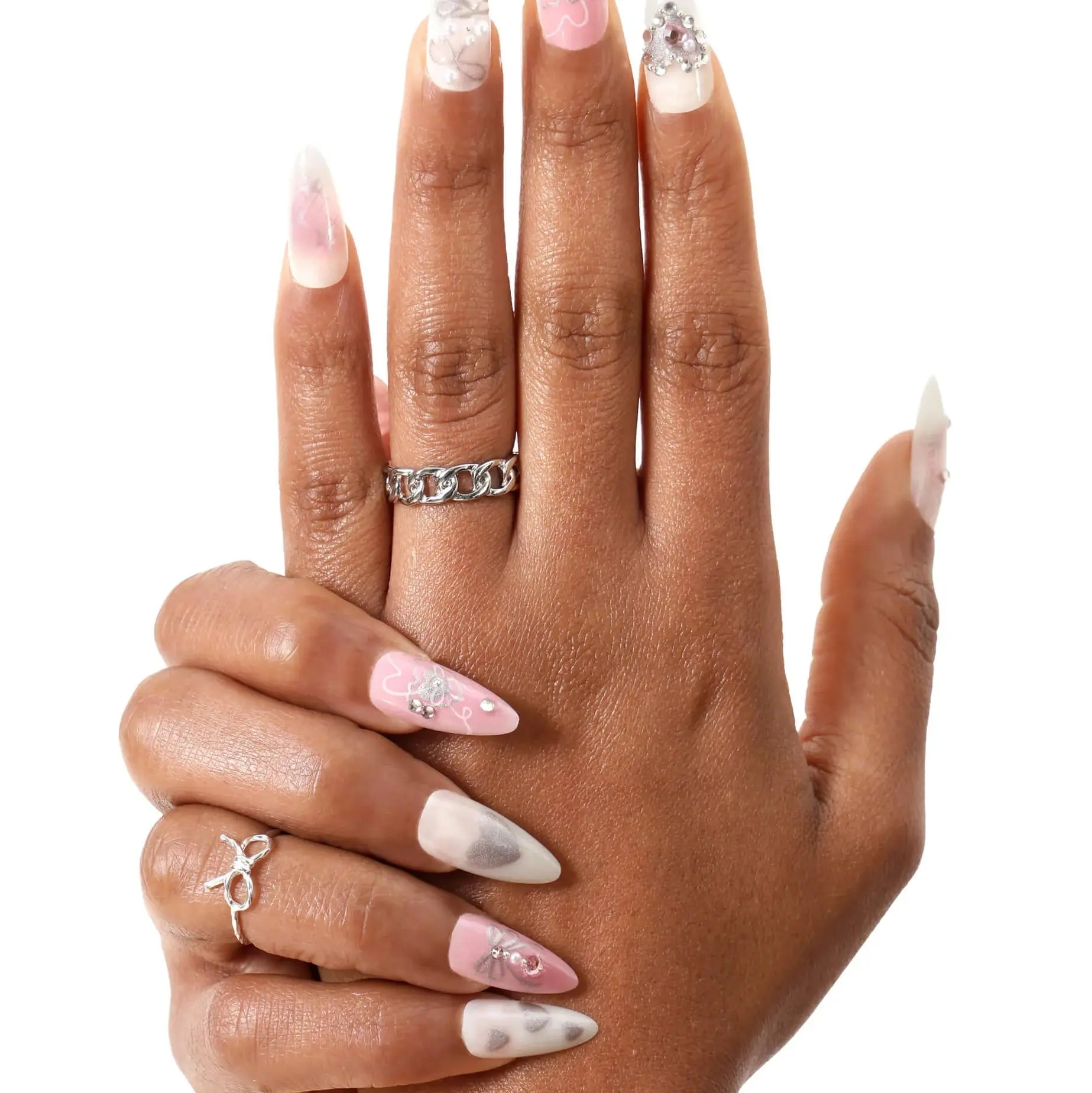 Press-On Nails Hearts of Pearls - Image 2