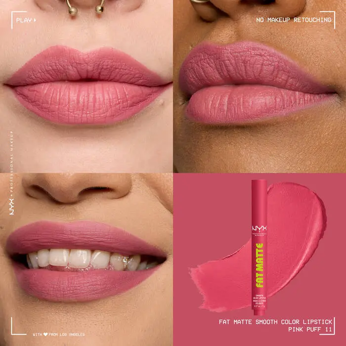Fat Matte Smooth Color Lipstick Pink Puff - Image 2
